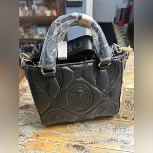 NWT- Valentino Orlandi Black Vegan Leather Handbag